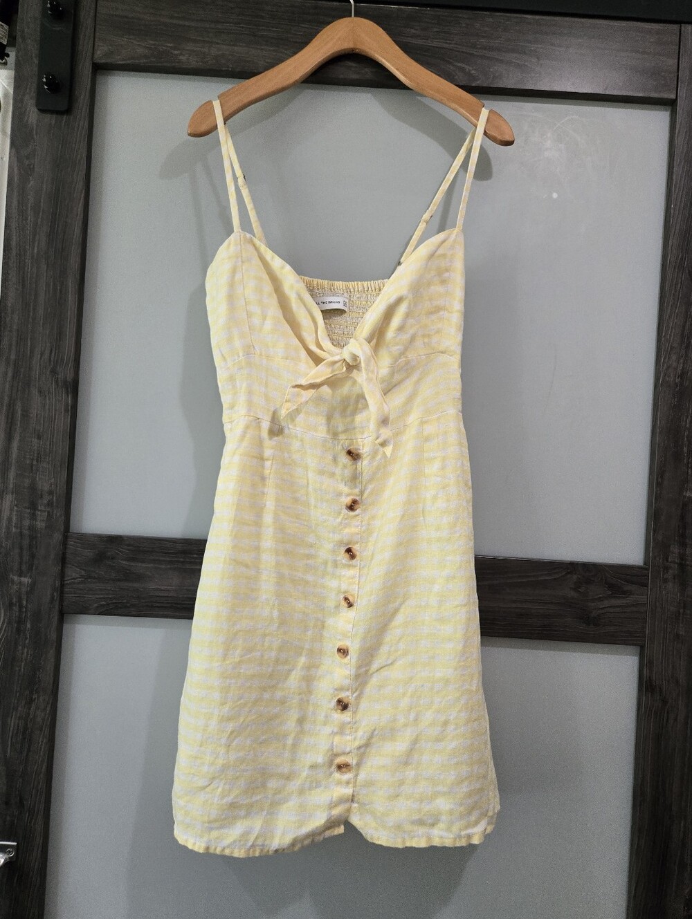 Faithfull the Brand Rodeo Yellow Gingham Front Tie Sundress Dress Size 8 large
